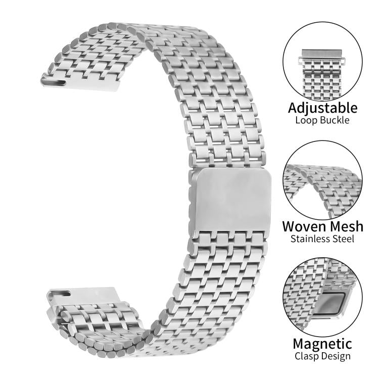 22mm Nine-beads Magnetic Buckle Stainless Steel Watch Band
