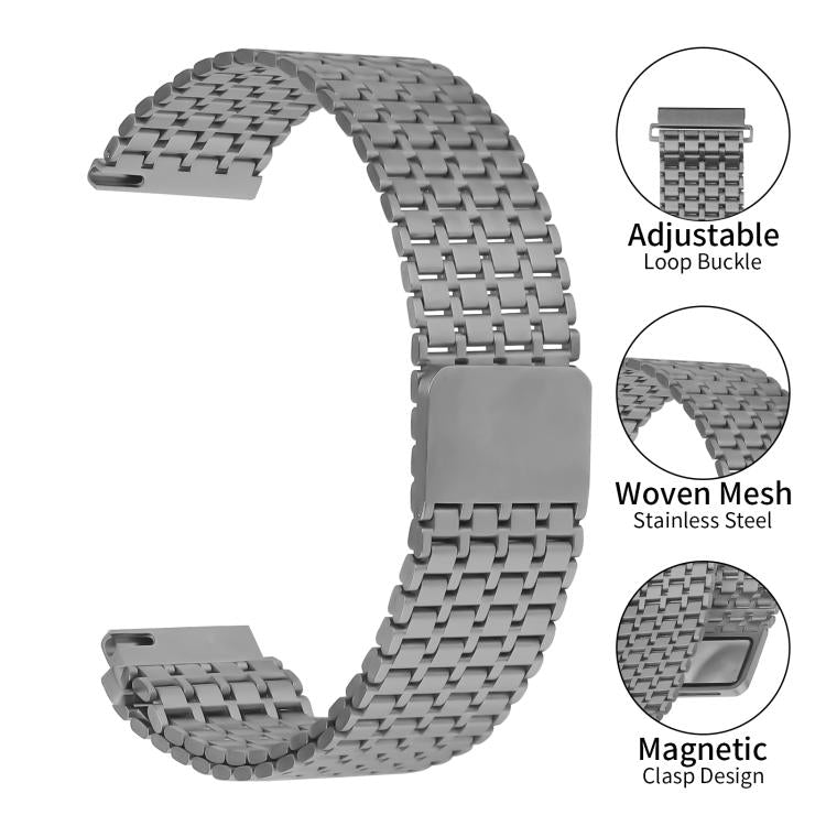 22mm Nine-beads Magnetic Buckle Stainless Steel Watch Band