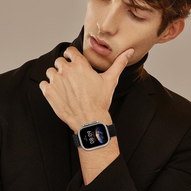 For Apple Watch 42mm / 41mm / 40mm / 38mm Nine-Bead Magnetic Loop Steel Watch Band