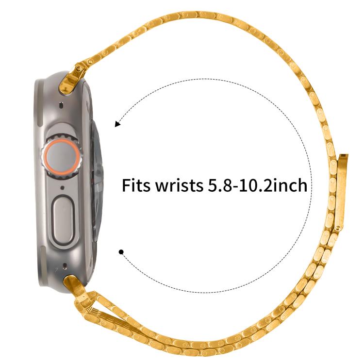 For Apple Watch 42mm / 41mm / 40mm / 38mm Nine-Bead Magnetic Loop Steel Watch Band
