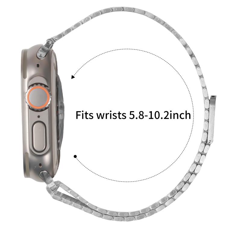 For Apple Watch 42mm / 41mm / 40mm / 38mm Nine-Bead Magnetic Loop Steel Watch Band