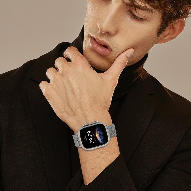 For Apple Watch 42mm / 41mm / 40mm / 38mm Nine-Bead Magnetic Loop Steel Watch Band