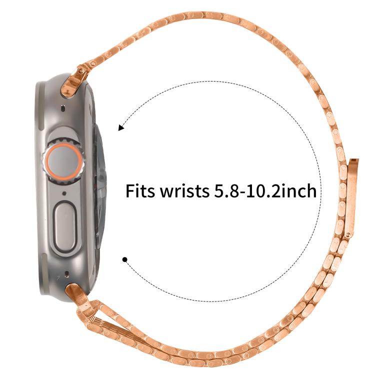For Apple Watch 46mm / 49mm / 45mm / 44mm Nine-Bead Magnetic Loop Steel Watch Band