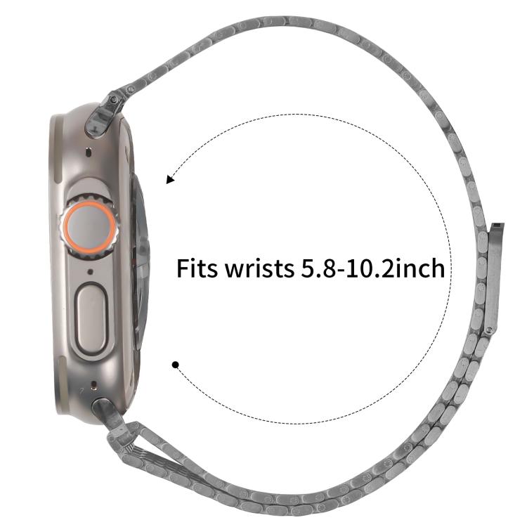 For Apple Watch 46mm / 49mm / 45mm / 44mm Nine-Bead Magnetic Loop Steel Watch Band