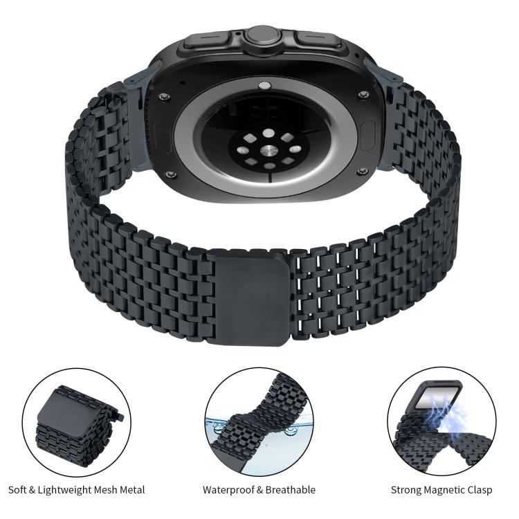 For Samsung Galaxy Watch Ultra 47mm / Ultra 2025 Nine-beads Magnetic Buckle Stainless Steel Watch Band