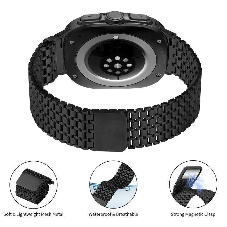 For Samsung Galaxy Watch Ultra 47mm / Ultra 2025 Nine-beads Magnetic Buckle Stainless Steel Watch Band
