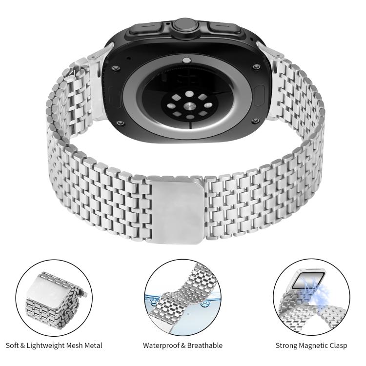 For Samsung Galaxy Watch Ultra 47mm / Ultra 2025 Nine-beads Magnetic Buckle Stainless Steel Watch Band