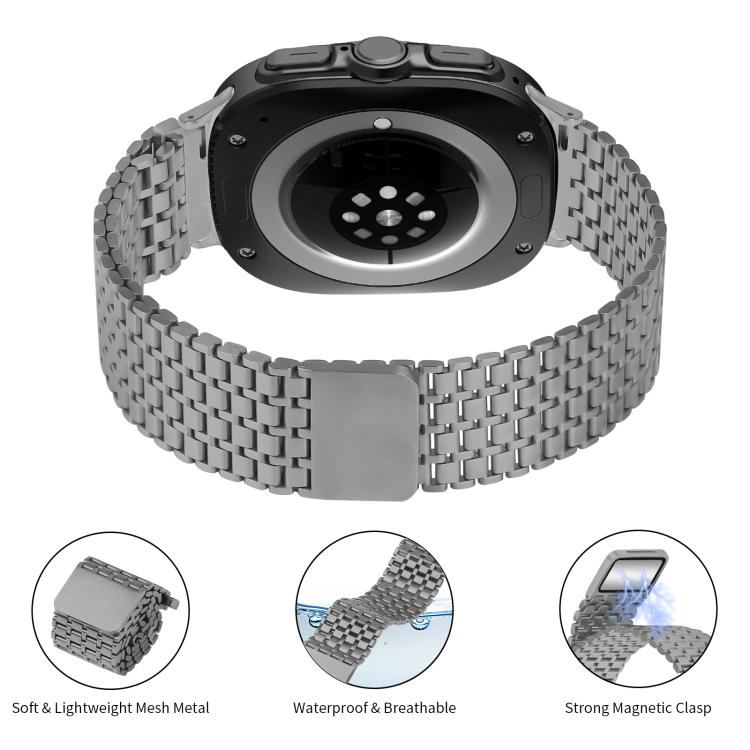 For Samsung Galaxy Watch Ultra 47mm / Ultra 2025 Nine-beads Magnetic Buckle Stainless Steel Watch Band