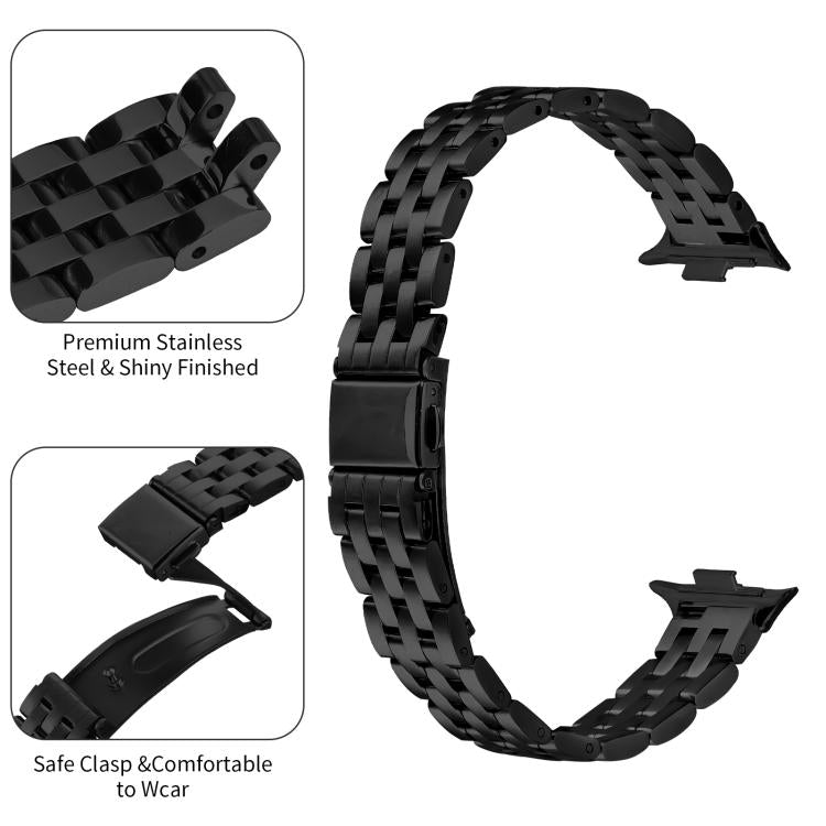 For Xiaomi Mi Band 8 Pro Five Beads Slingshot Buckle Steel Watch Band