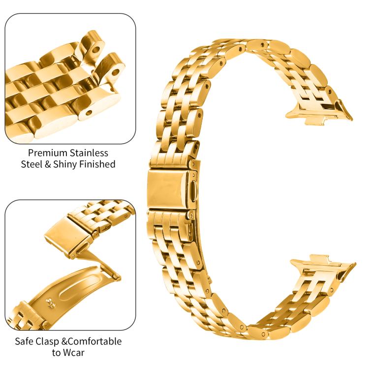 For Xiaomi Mi Band 8 Pro Five Beads Slingshot Buckle Steel Watch Band