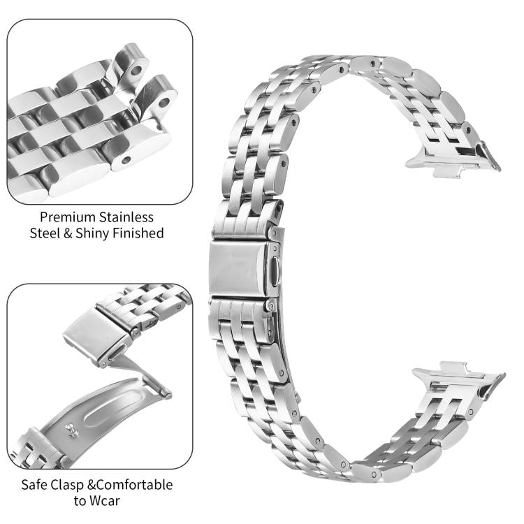 For Xiaomi Mi Band 8 Pro Five Beads Slingshot Buckle Steel Watch Band
