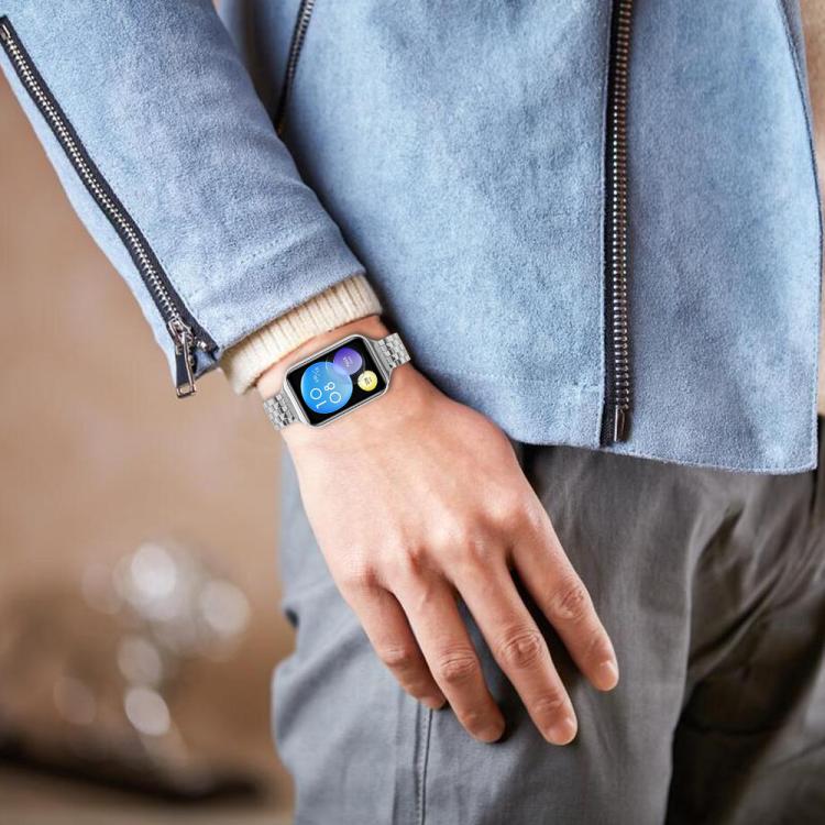For Xiaomi Mi Band 8 Pro Five Beads Slingshot Buckle Steel Watch Band