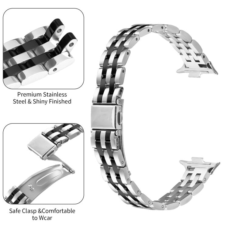 For Xiaomi Mi Band 8 Pro Five Beads Slingshot Buckle Steel Watch Band