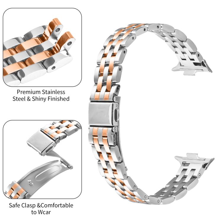 For Xiaomi Mi Band 8 Pro Five Beads Slingshot Buckle Steel Watch Band