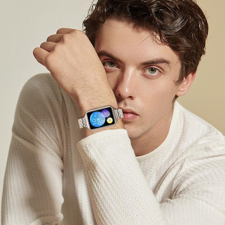 For Xiaomi Mi Band 8 Pro Five Beads Slingshot Buckle Steel Watch Band