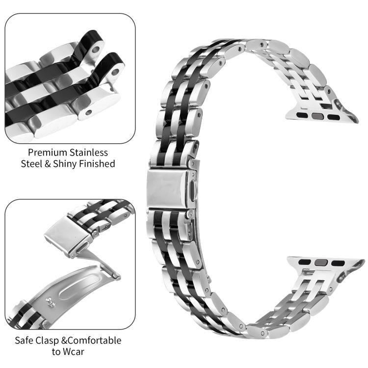 For Apple Watch 46mm / 49mm / 45mm / 44mm Small Waist Slingshot Buckle Steel Watch Band