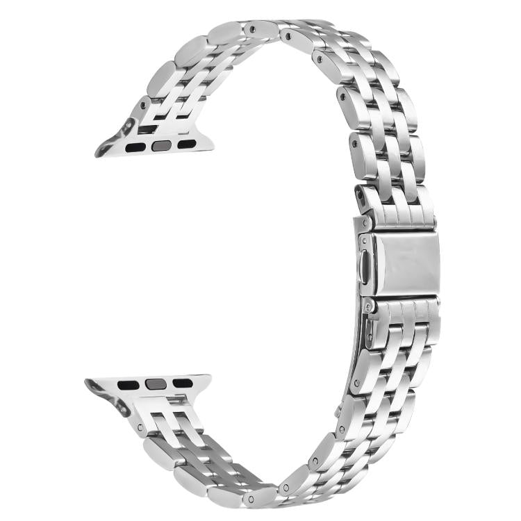 For Apple Watch 46mm / 49mm / 45mm / 44mm Small Waist Slingshot Buckle Steel Watch Band