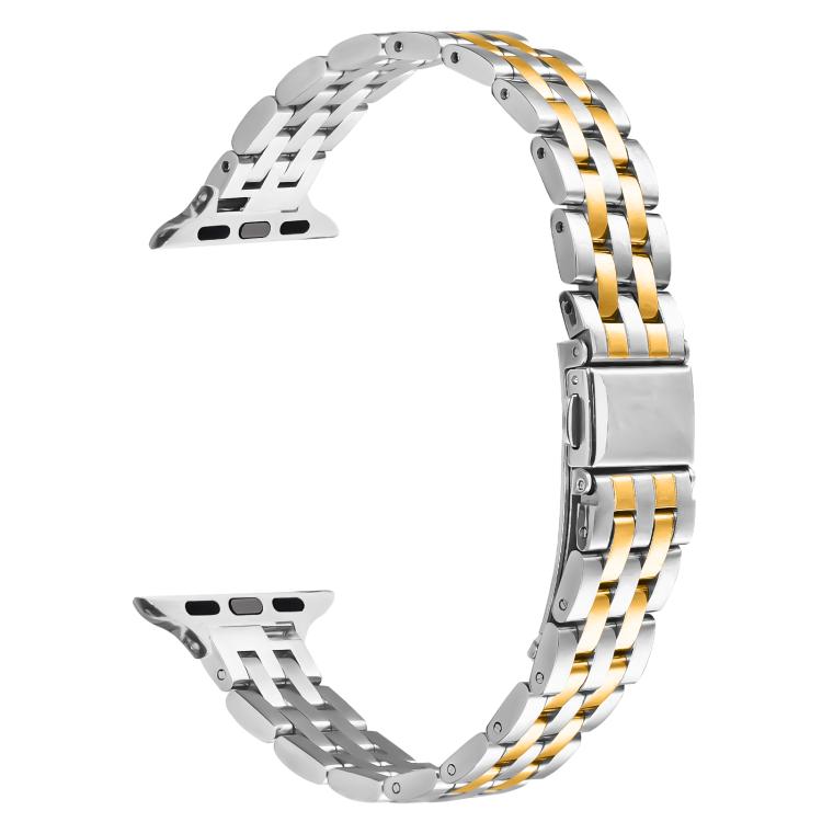 For Apple Watch 42mm / 41mm / 40mm / 38mm Small Waist Slingshot Buckle Steel Watch Band
