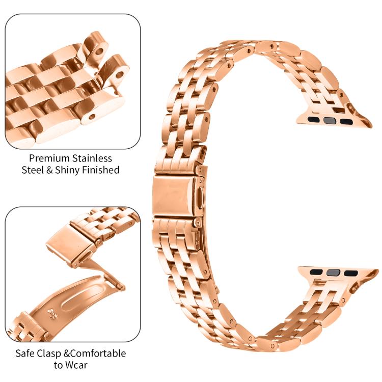 For Apple Watch 42mm / 41mm / 40mm / 38mm Small Waist Slingshot Buckle Steel Watch Band