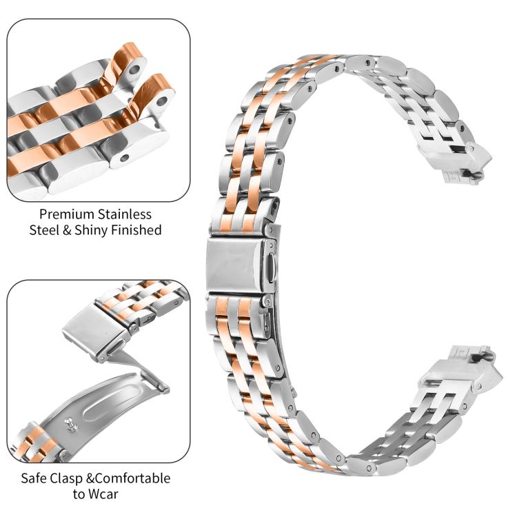 For Fitbit Inspire 1 / Inspire 2 Five Beads Slingshot Buckle Steel Watch Band