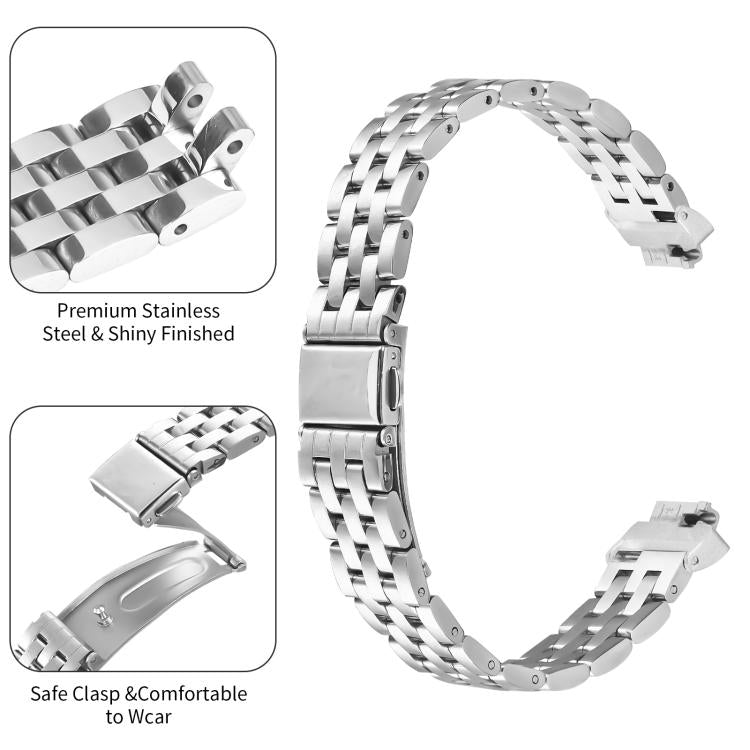 For Fitbit Inspire 1 / Inspire 2 Five Beads Slingshot Buckle Steel Watch Band