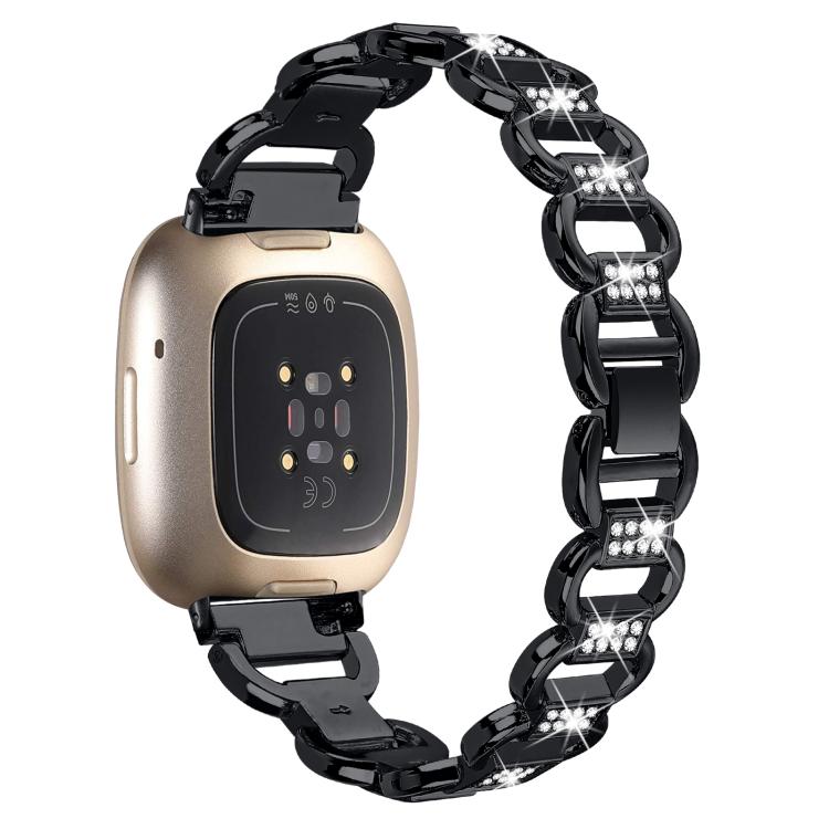 For Fitbit Versa 3 Oval Diamond Stainless Steel Watch Band