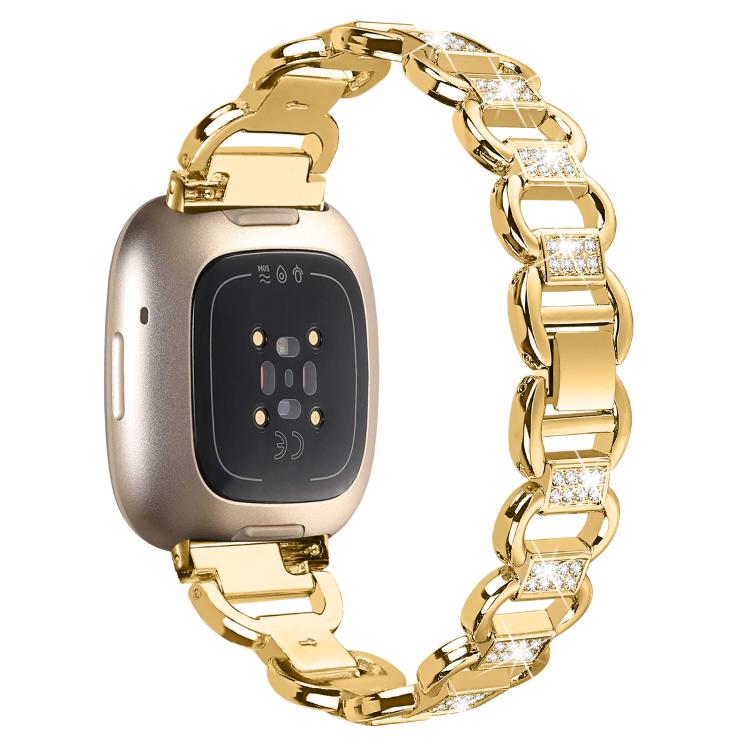 For Fitbit Versa 3 Oval Diamond Stainless Steel Watch Band