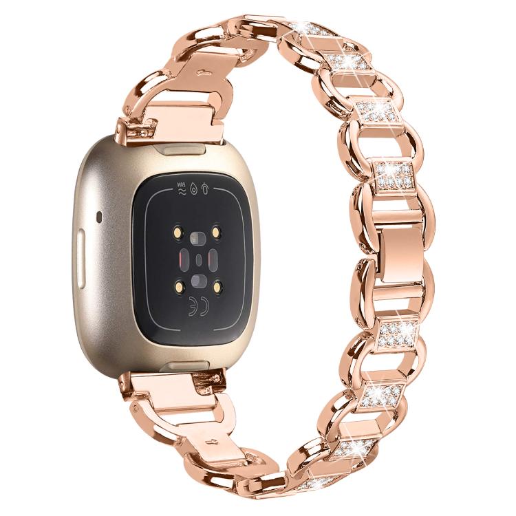 For Fitbit Versa 3 Oval Diamond Stainless Steel Watch Band