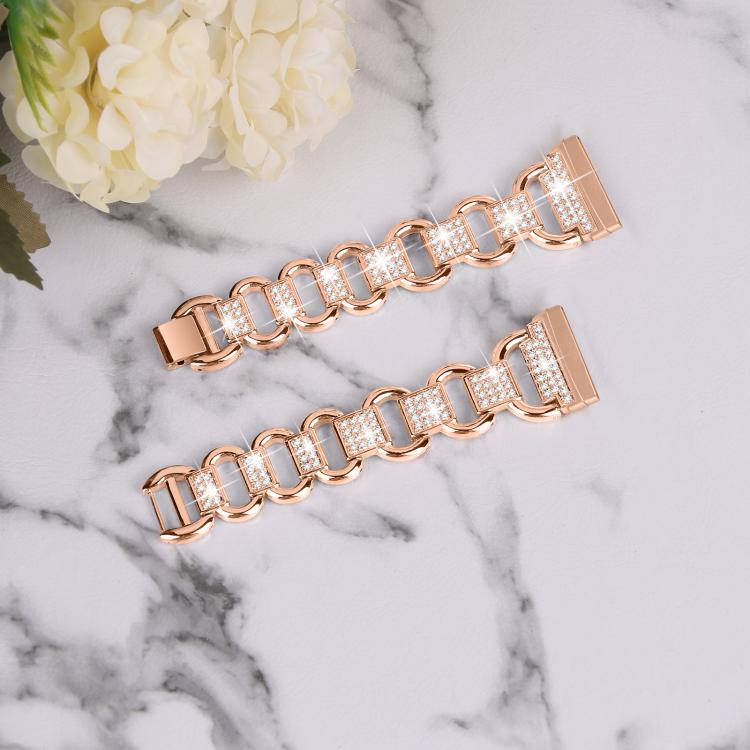 For Fitbit Versa 3 Oval Diamond Stainless Steel Watch Band