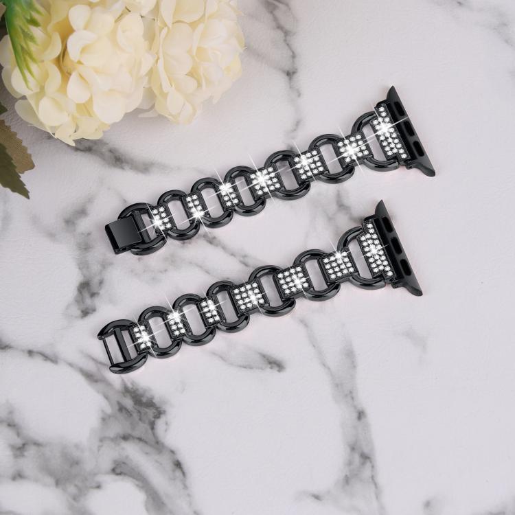 For Apple Watch 46mm / 49mm / 45mm / 44mm Oval Diamonds Steel Watch Band