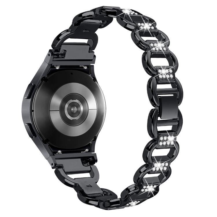 For Samsung Galaxy Watch 7 40mm / 44mm Metal Head Oval Diamond Stainless Steel Watch Band