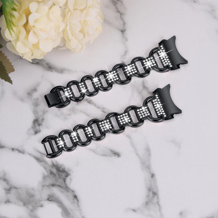 For Samsung Galaxy Watch 7 40mm / 44mm Metal Head Oval Diamond Stainless Steel Watch Band