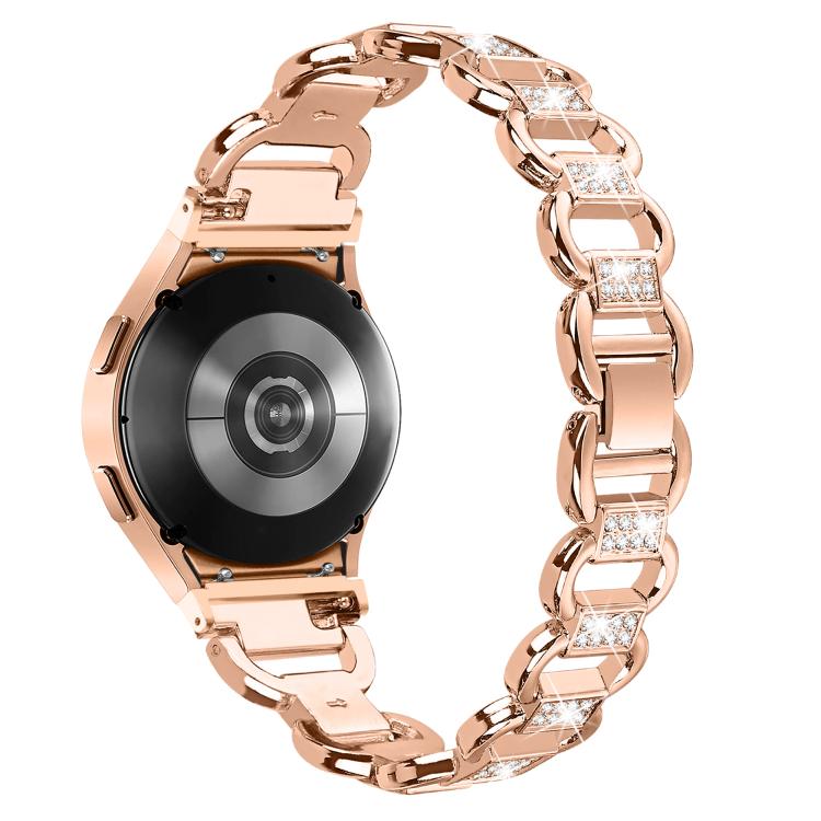 For Samsung Galaxy Watch 7 40mm / 44mm Metal Head Oval Diamond Stainless Steel Watch Band