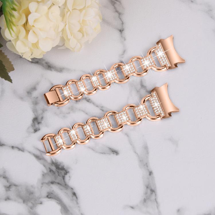 For Samsung Galaxy Watch 7 40mm / 44mm Metal Head Oval Diamond Stainless Steel Watch Band