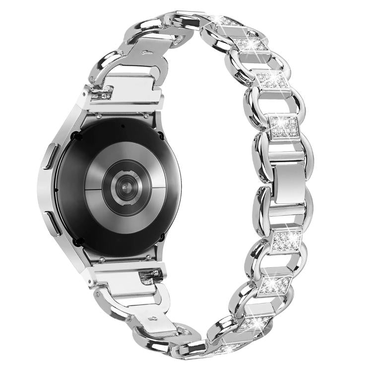 For Samsung Galaxy Watch 7 40mm / 44mm Metal Head Oval Diamond Stainless Steel Watch Band