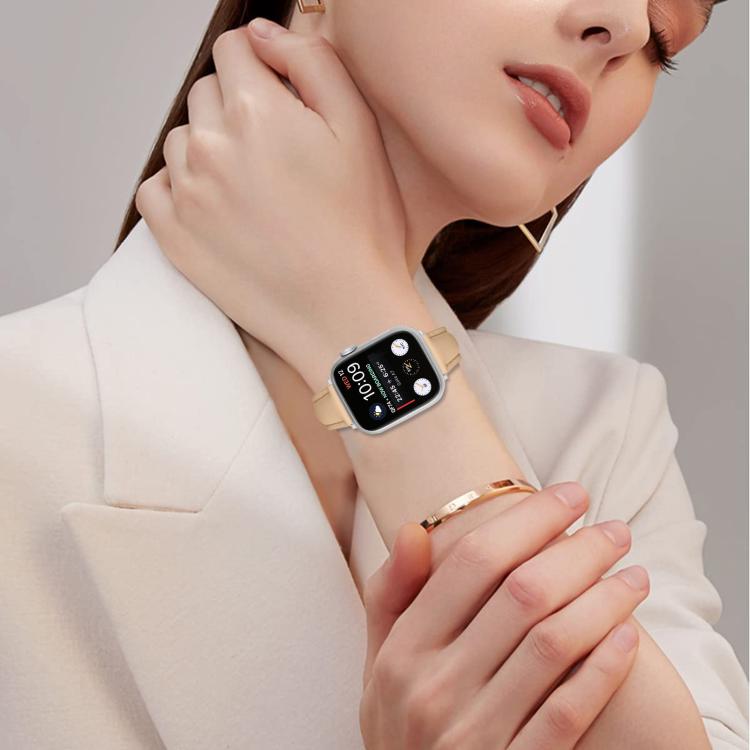 For Apple Watch 46mm / 49mm / 45mm / 44mm Small Waist PU Leather Watch Band