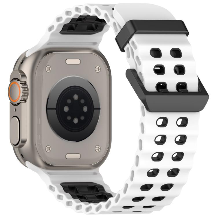 For Apple Watch 46mm / 49mm / 45mm / 44mm Ocean Double-row Hole Two-color Silicone Watch Band