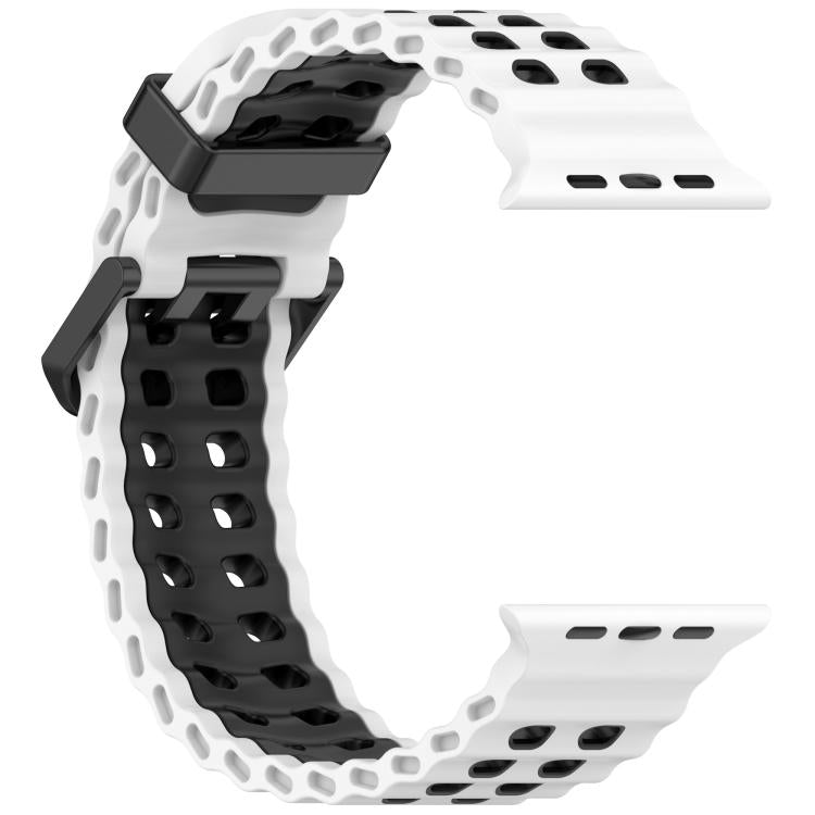 For Apple Watch 46mm / 49mm / 45mm / 44mm Ocean Double-row Hole Two-color Silicone Watch Band