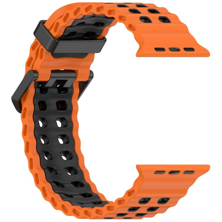 For Apple Watch 46mm / 49mm / 45mm / 44mm Ocean Double-row Hole Two-color Silicone Watch Band