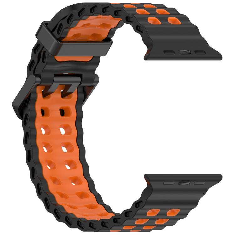 For Apple Watch 46mm / 49mm / 45mm / 44mm Ocean Double-row Hole Two-color Silicone Watch Band