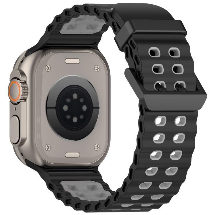 For Apple Watch 46mm / 49mm / 45mm / 44mm Ocean Double-row Hole Two-color Silicone Watch Band