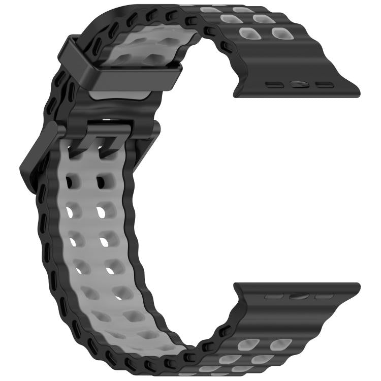 For Apple Watch 46mm / 49mm / 45mm / 44mm Ocean Double-row Hole Two-color Silicone Watch Band