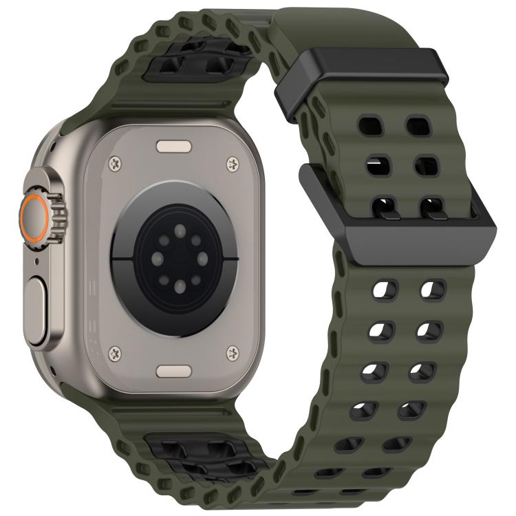 For Apple Watch 46mm / 49mm / 45mm / 44mm Ocean Double-row Hole Two-color Silicone Watch Band