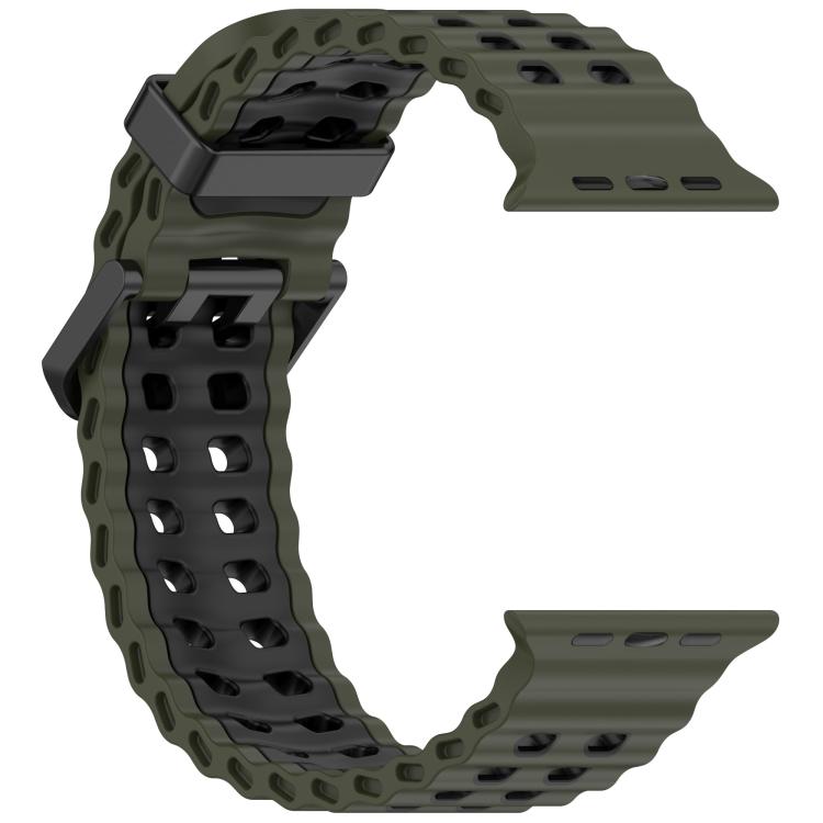 For Apple Watch 46mm / 49mm / 45mm / 44mm Ocean Double-row Hole Two-color Silicone Watch Band