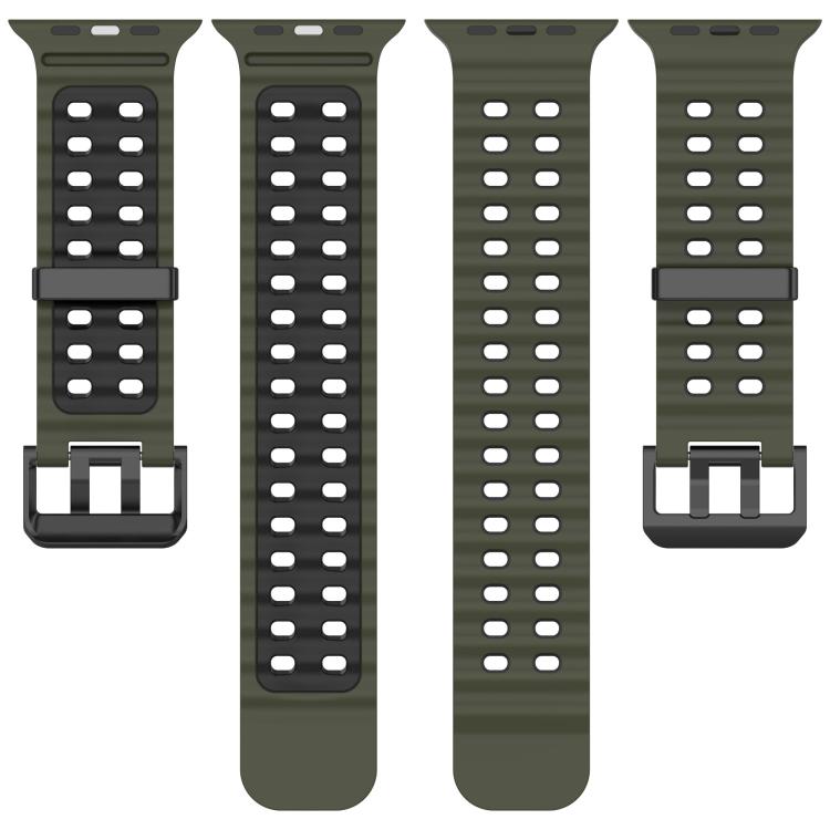 For Apple Watch 46mm / 49mm / 45mm / 44mm Ocean Double-row Hole Two-color Silicone Watch Band