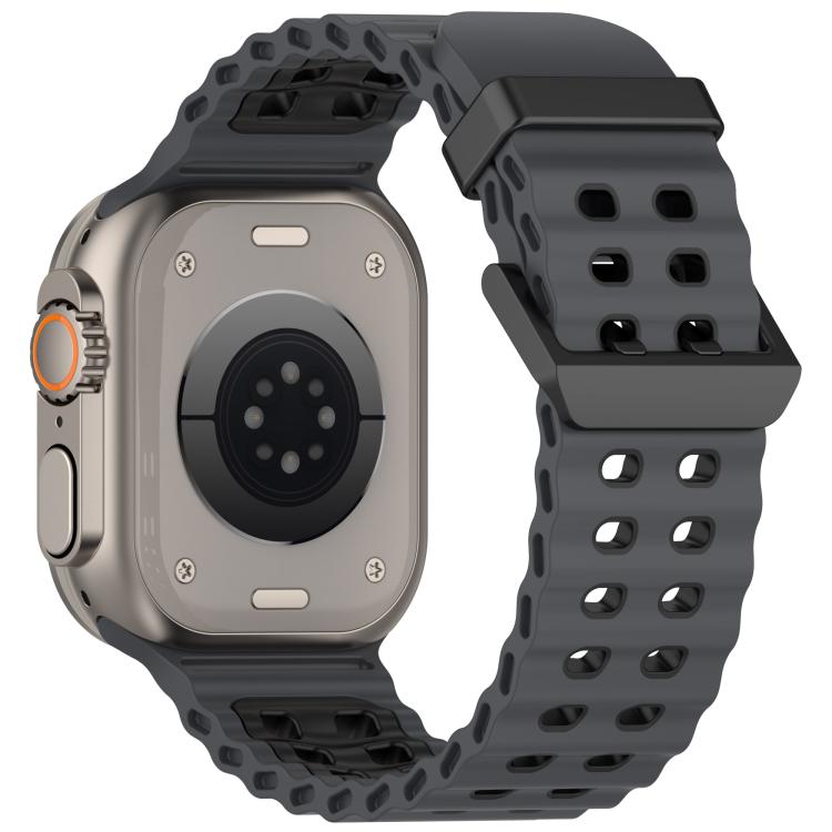 For Apple Watch 46mm / 49mm / 45mm / 44mm Ocean Double-row Hole Two-color Silicone Watch Band