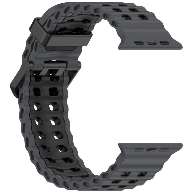 For Apple Watch 46mm / 49mm / 45mm / 44mm Ocean Double-row Hole Two-color Silicone Watch Band