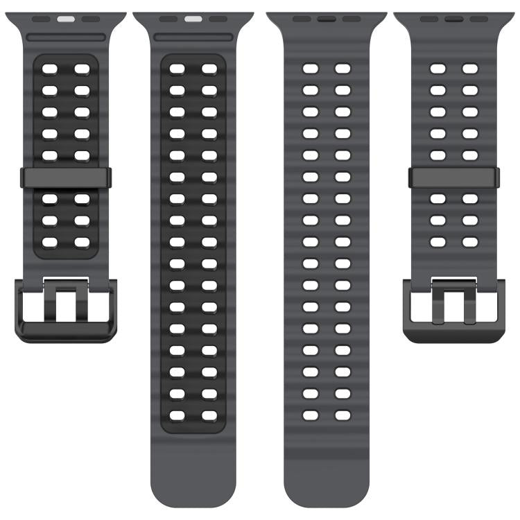 For Apple Watch 46mm / 49mm / 45mm / 44mm Ocean Double-row Hole Two-color Silicone Watch Band