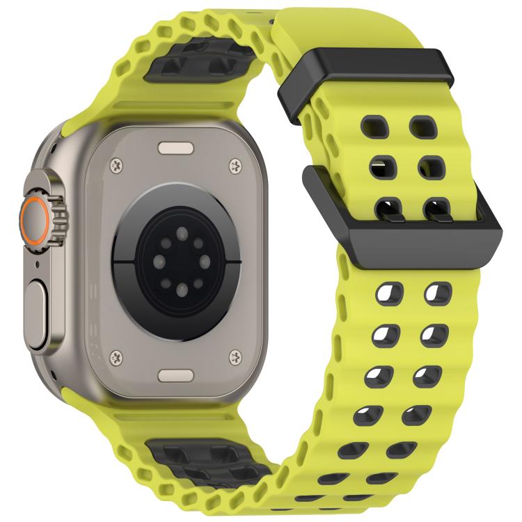 For Apple Watch 46mm / 49mm / 45mm / 44mm Ocean Double-row Hole Two-color Silicone Watch Band