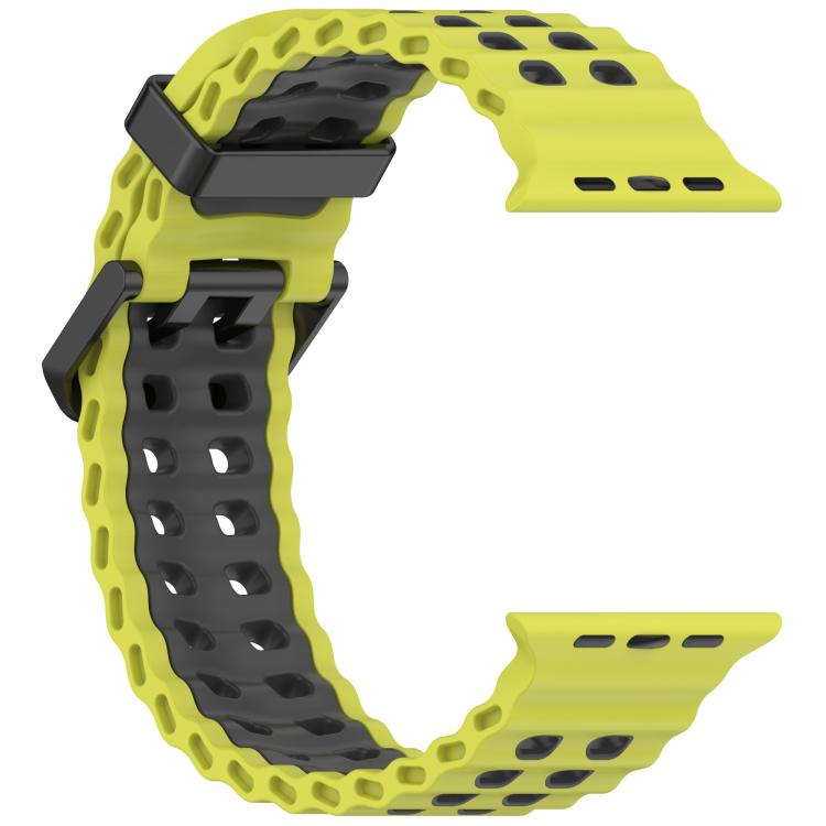For Apple Watch 46mm / 49mm / 45mm / 44mm Ocean Double-row Hole Two-color Silicone Watch Band